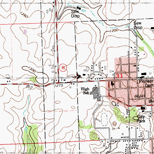 Topographic Map of Immanuel Lutheran Church, WI
