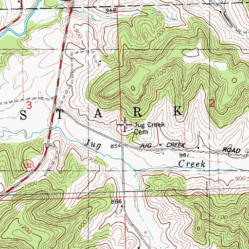 Topographic Map of Jug Creek Cemetery, WI