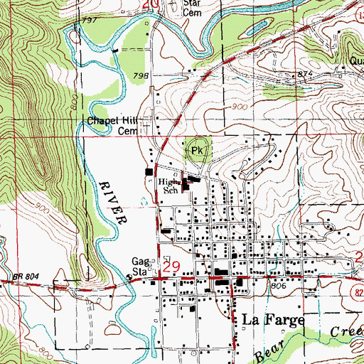 Topographic Map of La Farge High School, WI