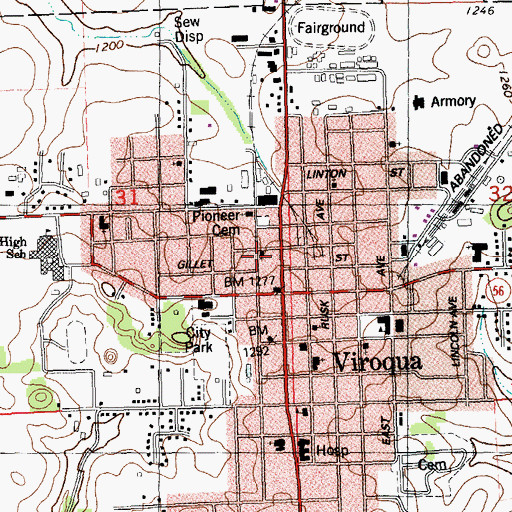 Topographic Map of Lighthouse Baptist Church, WI