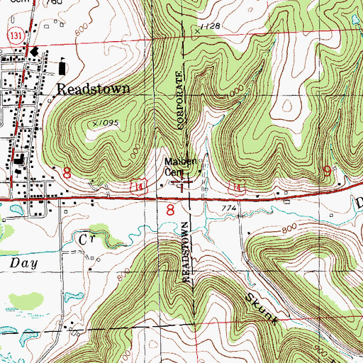 Topographic Map of Maiben Cemetery, WI