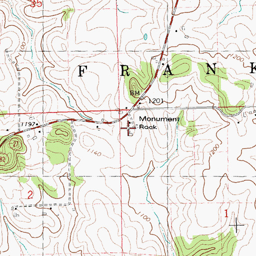 Topographic Map of Monument Rock, WI