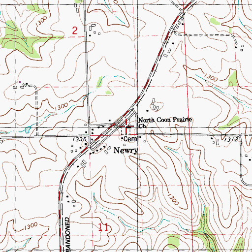 Topographic Map of North Coon Prairie Lutheran Church, WI
