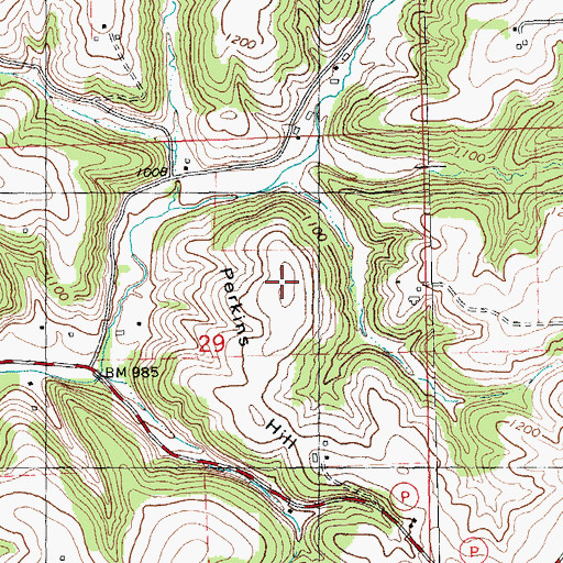 Topographic Map of Perkins Hill, WI