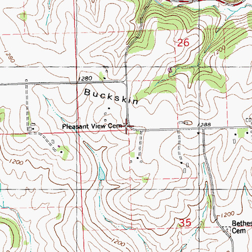 Topographic Map of Pleasant View Cemetery, WI
