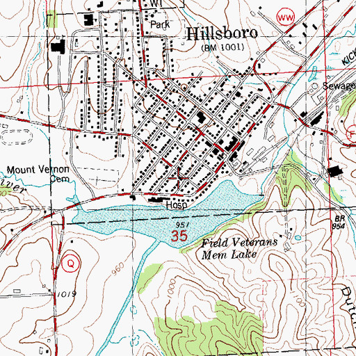 Topographic Map of Saint Aloysius Church, WI