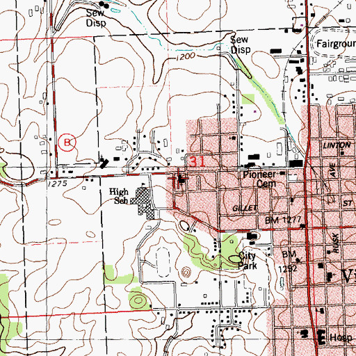 Topographic Map of Saint Marys Catholic Church, WI