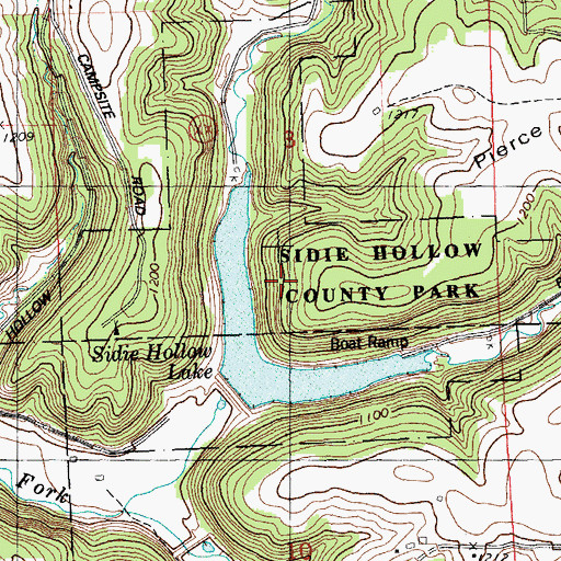 Topographic Map of Sidie Hollow County Park, WI