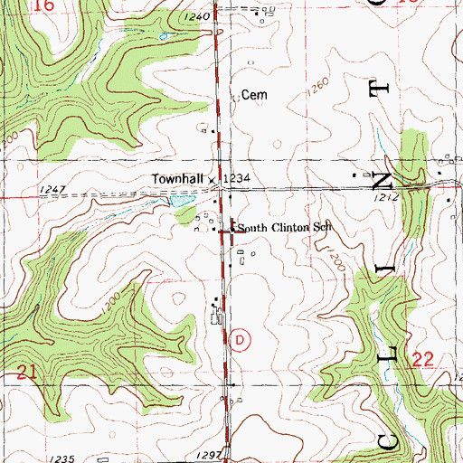 Topographic Map of South Clinton School, WI
