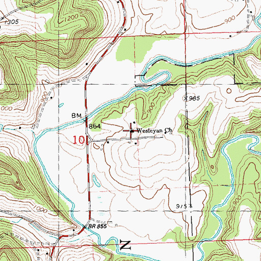 Topographic Map of Wesleyan Church, WI