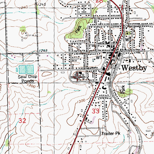 Topographic Map of Westby High School, WI