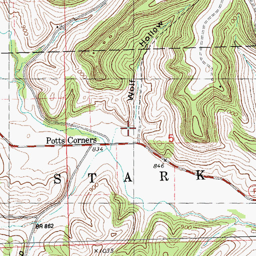 Topographic Map of Wolf Hollow, WI