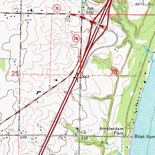 Topographic Map of Amsterdam School (historical), WI