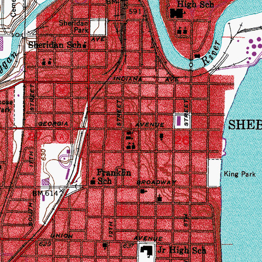 Topographic Map of Bethlehem Lutheran School, WI