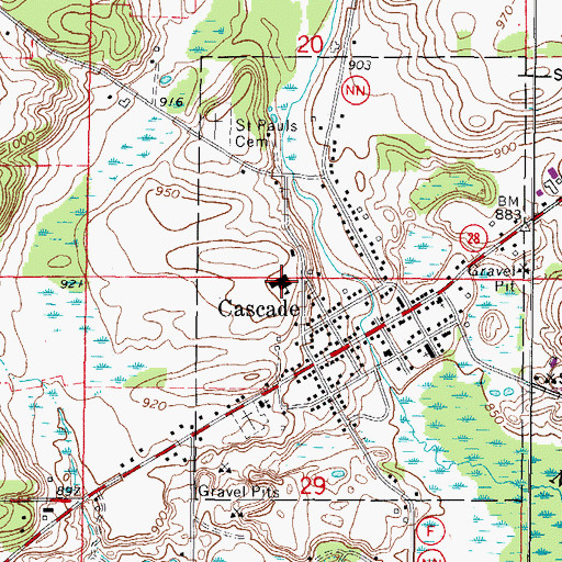 Topographic Map of Cascade Elementary School, WI