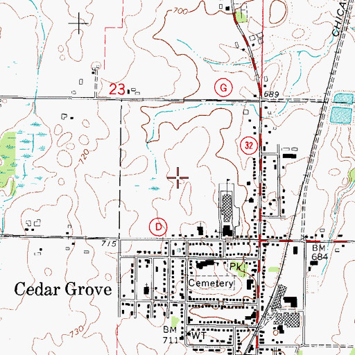 Topographic Map of Cedar Grove - Belgium High School, WI