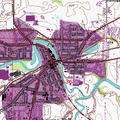 Topographic Map of Cole Historic District, WI