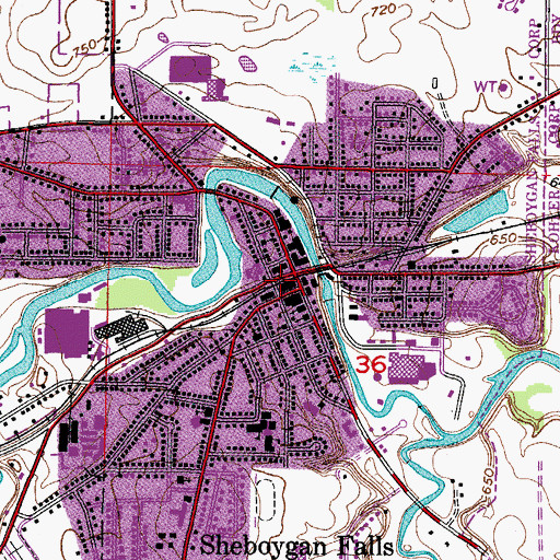 Topographic Map of Downtown Historic District, WI