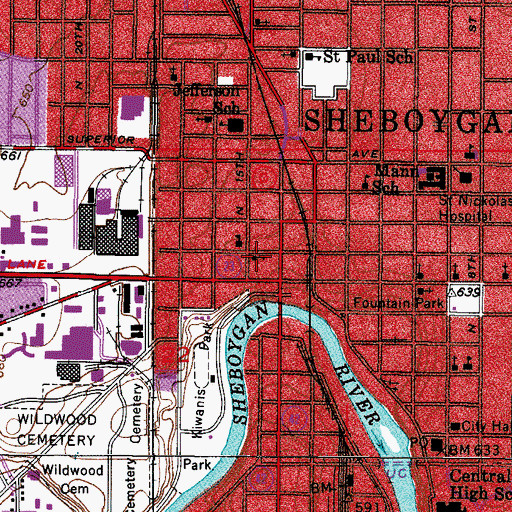 Topographic Map of Ebenezer Lutheran Church, WI