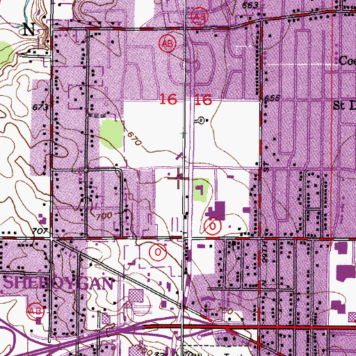 Topographic Map of Ebenezer United Church of Christ, WI