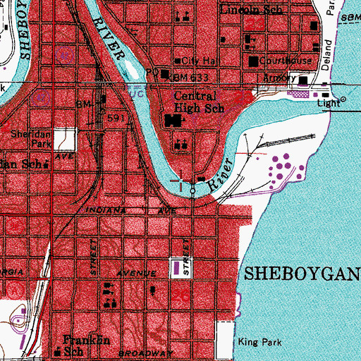Topographic Map of Eighth Street Boat Ramp, WI