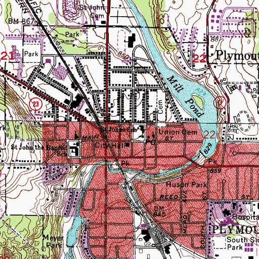Topographic Map of First Church of Christ Scientist, WI