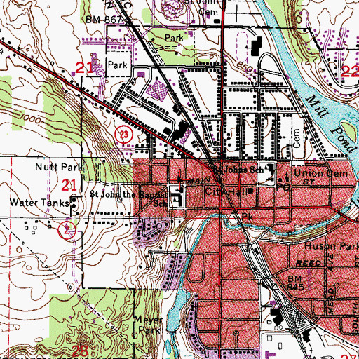 Topographic Map of First Congregational Church, WI