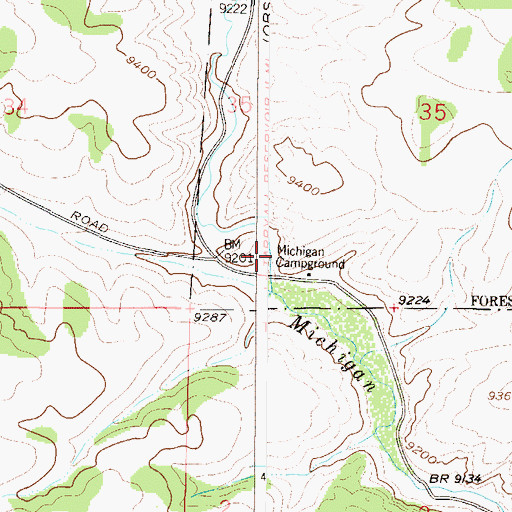 Topographic Map of Michigan Campground, CO