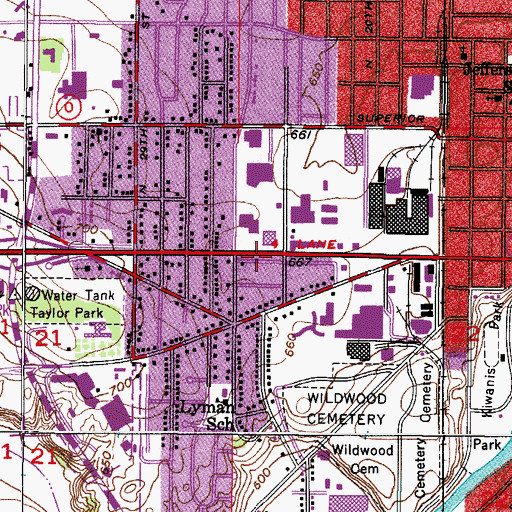 Topographic Map of First United Lutheran Church, WI