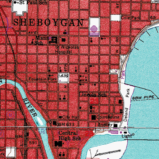 Topographic Map of Grace Episcopal Church, WI