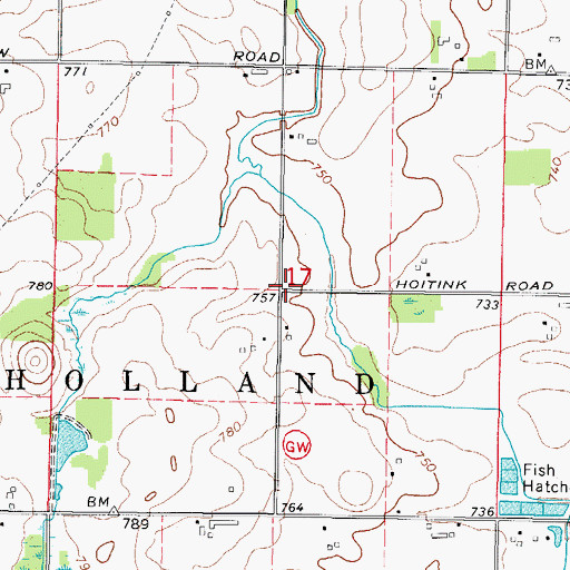 Topographic Map of Hoard School (historical), WI
