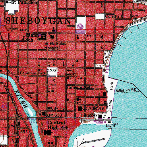 Topographic Map of Hope Reformed Church, WI