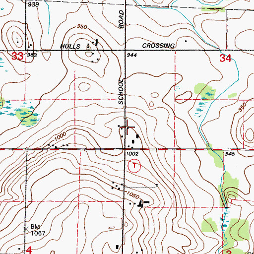 Topographic Map of Hull Crossing School (historical), WI