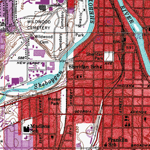 Topographic Map of Immanuel Evangelical Lutheran Church, WI