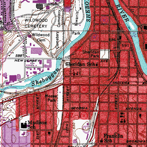 Topographic Map of Immanuel Lutheran School, WI