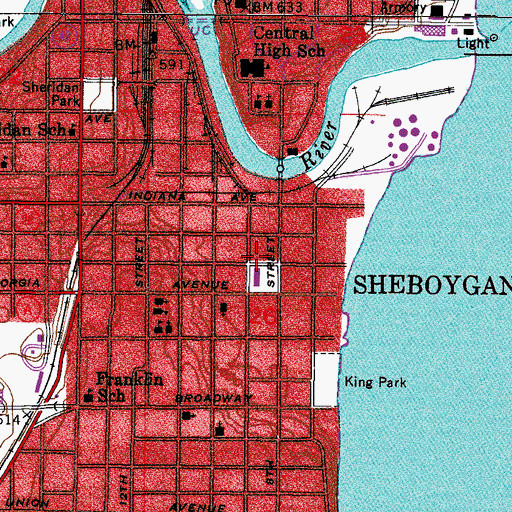 Topographic Map of Longfellow Elementary School, WI