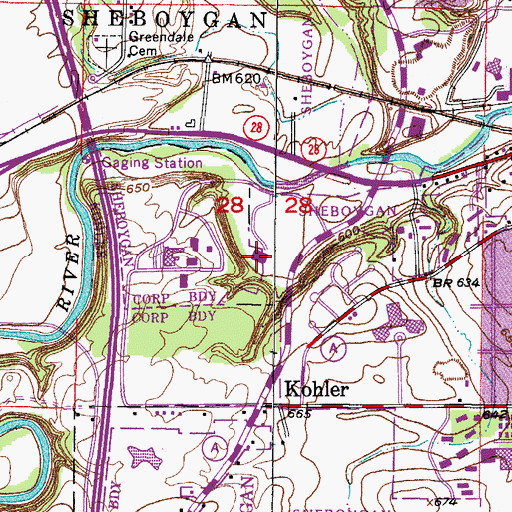 Topographic Map of Sheboygan  Lutheran High School, WI