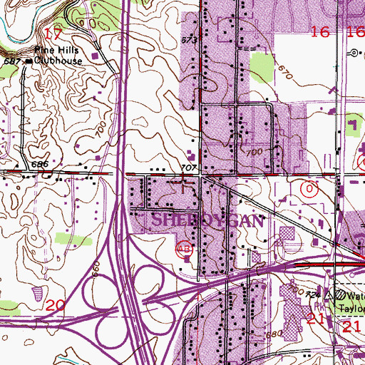 Topographic Map of Mapledale Baptist Church, WI