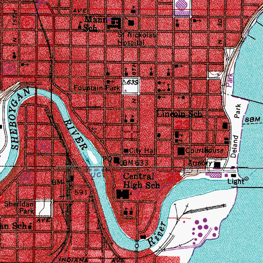 Topographic Map of Mead Public Library, WI