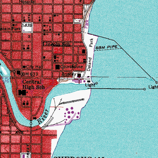 Topographic Map of Municipal Auditorium, WI