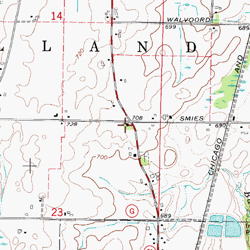 Topographic Map of North Cedar Grove School (historical), WI