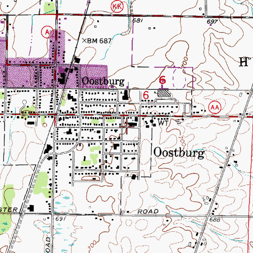 Topographic Map of Oostburg Christian School, WI