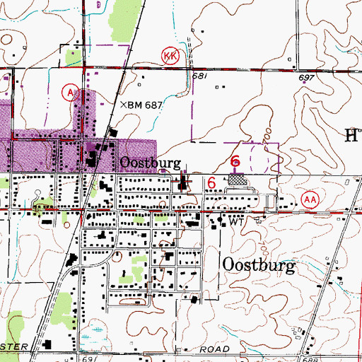 Topographic Map of Oostburg Elementary School, WI