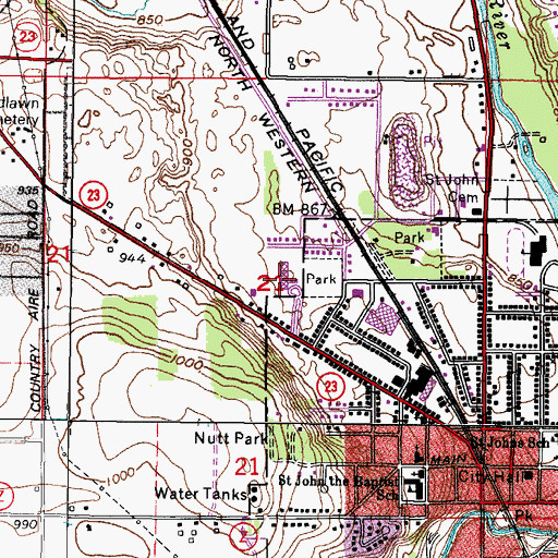 Topographic Map of Parkview Elementary School, WI