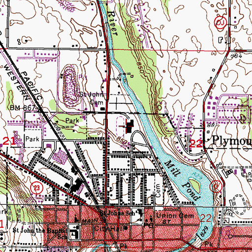 Topographic Map of Riverview Middle School, WI