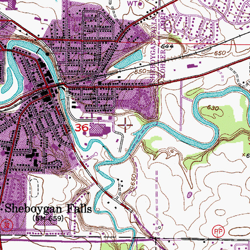 Topographic Map of Rochester Park, WI