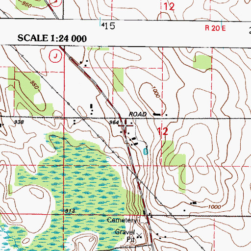 Topographic Map of Russell and Rhine School (historical), WI