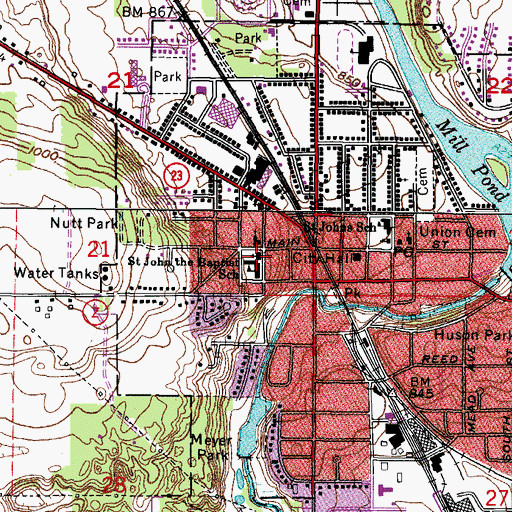 Topographic Map of Saint John the Baptist Roman Catholic Church, WI