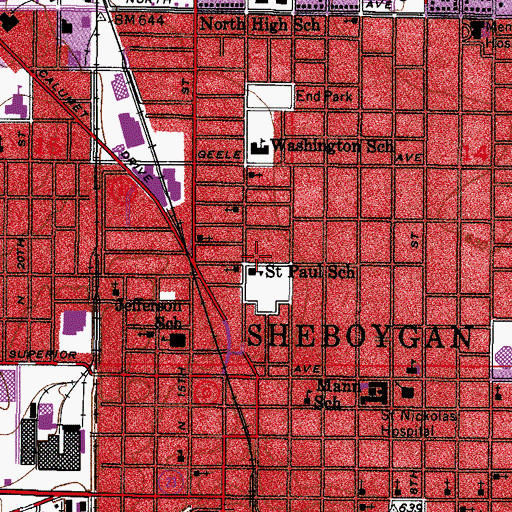 Topographic Map of Saint John United Church of Christ, WI