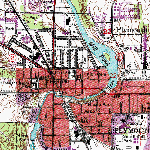 Topographic Map of Saint Johns Evangelical Lutheran Church, WI